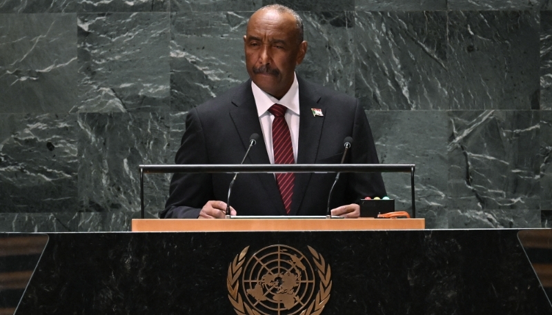 Abdel Fattah al-Burhan à la tribune de l'Assemblée des Nations unies à New York, le 21 septembre 2023.