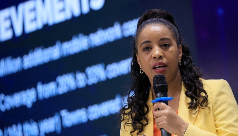 La patronne d'Ethio Telecom, Frehiwot Tamru, à Addis-Abeba, en Éthiopie, le 18 juillet 2023.