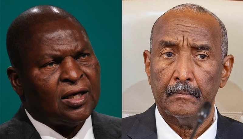 Le président centrafricain, Faustin-Archange Touadéra, et le général Abdel Fattah al-Burhan, à la tête de la transition soudanaise.