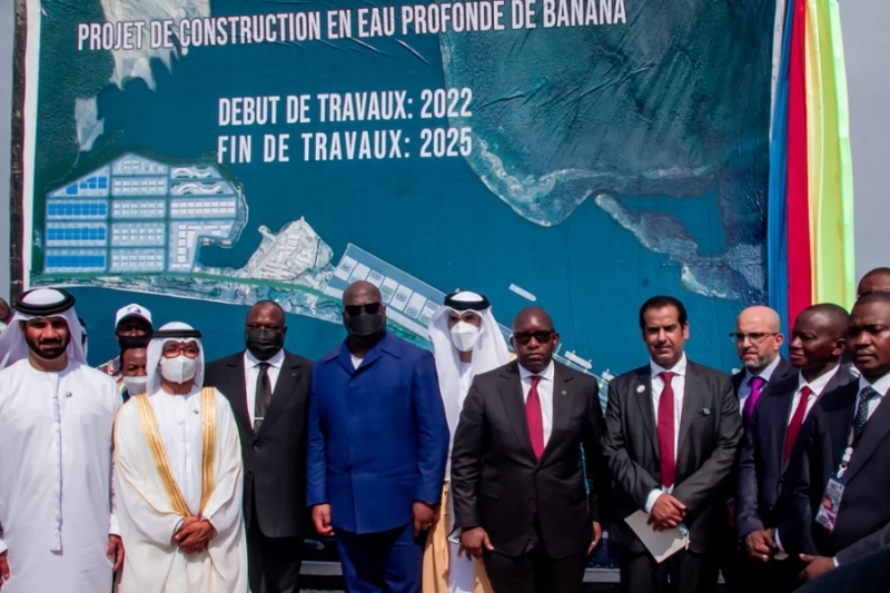 Le président congolais Félix Tshisekedi a inauguré le lancement des travaux du port en eau profonde de Banana le 31 janvier 2022, en présence des représentants de DP World.