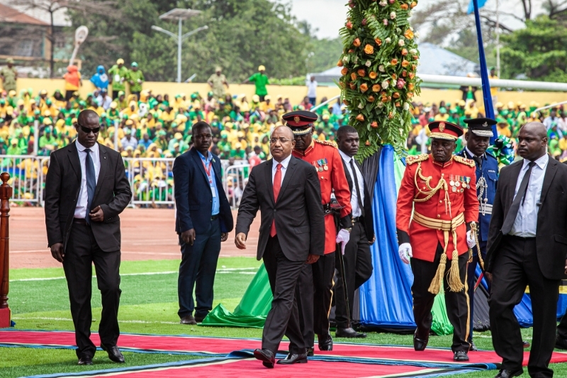Le président de Zanzibar, Hussein Ali Mwinyi, lors de la cérémonie d'inuaguration du stade d'Amaani, le 2 novembre 2020.