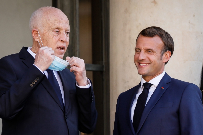 Le président français Emmanuel Macron et et son homologue tunisien Kaïs Saïed le 22 juin à Paris.