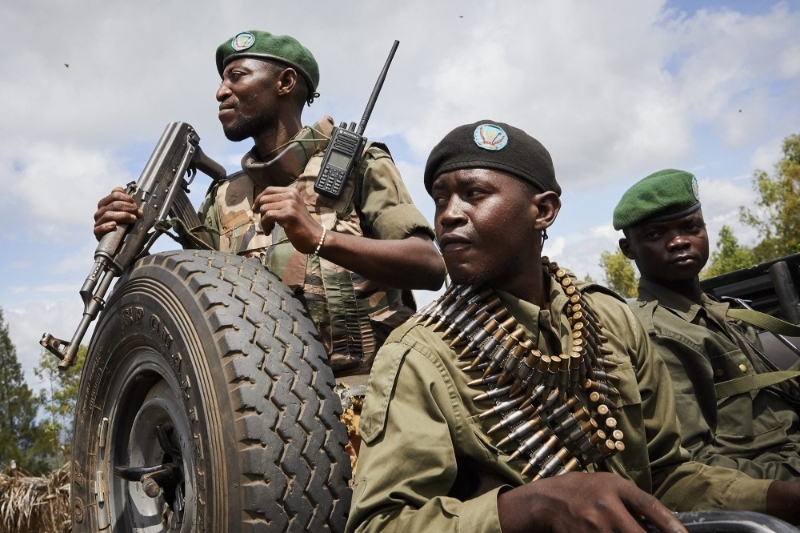Des soldats de l'armée nationale congolaise, les Forces armées de la République démocratique du Congo (FARDC), à Beni, dans la province du Nord-Kivu, en mai 2019.