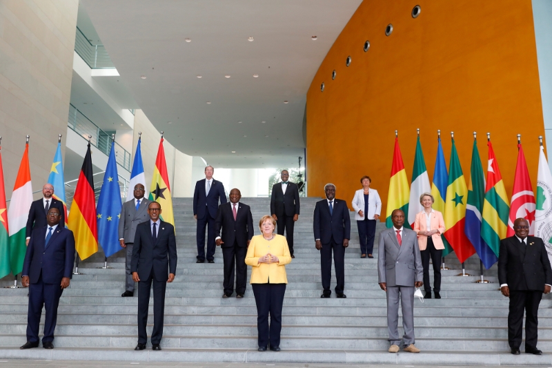 La chancelière Angela Merkel a reçu à Berlin plusieurs chefs d'Etat africains à l'occasion du Compact with Africa, le 27 août 2021.