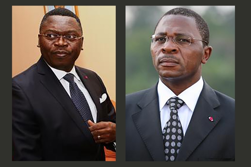 Le secrétaire général de présidence du Cameroun Ferdinand Ngoh Ngoh (à gauche) et le ministre de l'administration territoriale Paul Atanga Nji (à droite).