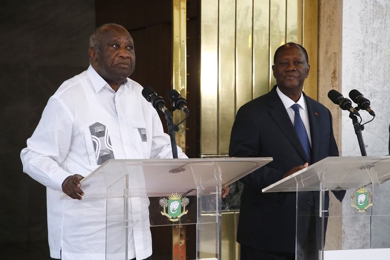 L'ancien président Laurent Gbagbo avec Alassane Ouattara, le 27 juillet dernier.
