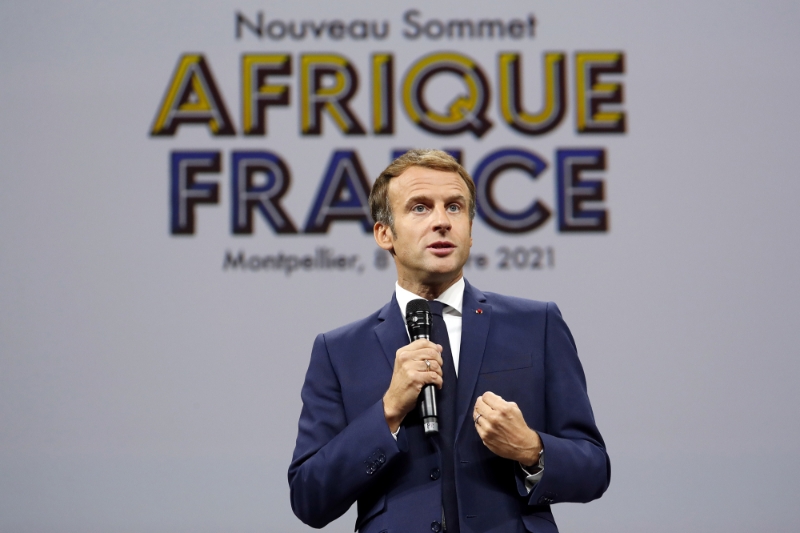 Le président français Emmanuel Macron, lors du Sommet Afrique-France, le 8 octobre 2021 à Montpellier.
