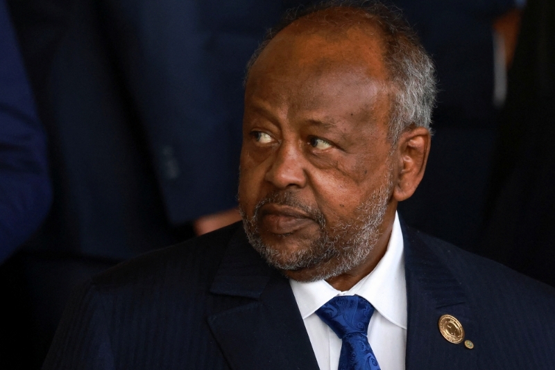 Le président de Djibouti Ismaïl Omar Guelleh lors de l'assemblée de l'Union africaine, à Addis-Abeba le 5 février 2022.
