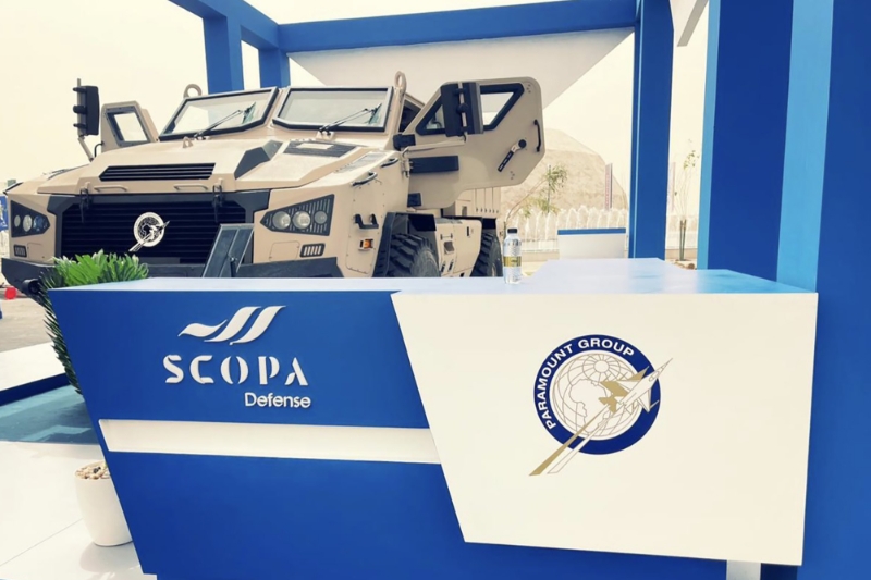 Le Mbombe de Paramount Group sur le stand de Scopa au World Defense Show à Riyad.