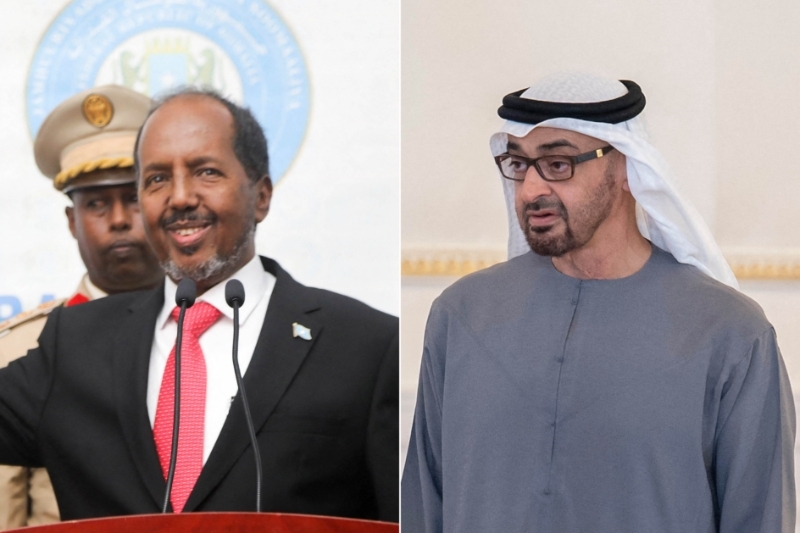 Le nouveau président somalien Hassan Sheikh Mahmoud et son homologue émirati Mohammed bin Zayed al-Nahyan.