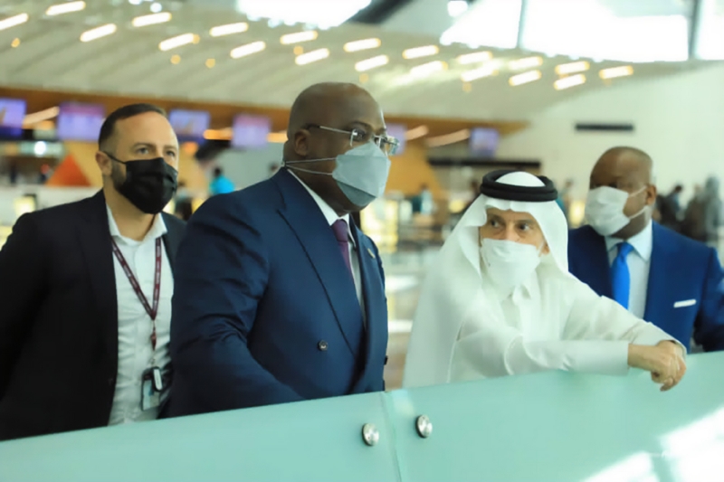 Le président congolais Félix Tshisekedi au cours d'une visite à l'aéroport international de Doha.