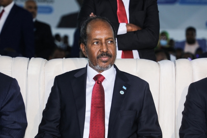 Le nouveau président somalien Hassan Sheikh Mohamud lors de sa cérémonie d'investiture, le 9 juin 2022.