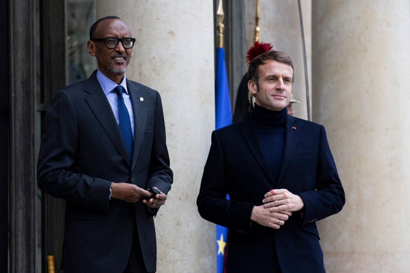 Paul Kagame et Emmanuel Macron, ici en décembre 2021 à l'Elysée.