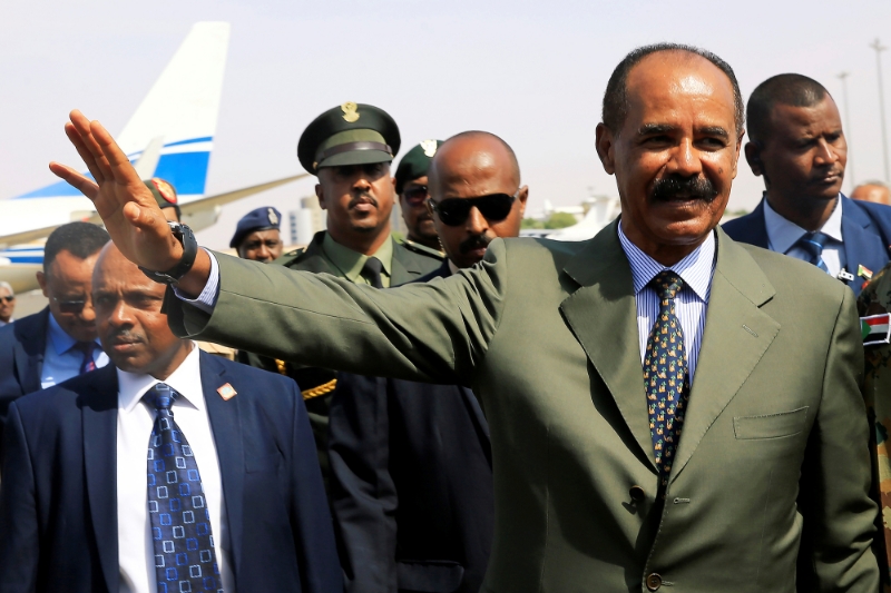 Le président érythréen Isaias Afwerki à Khartoum en 2019.