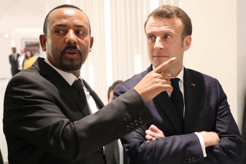 Le premier ministre éthiopien Abiy Ahmed et le président français Emmanuel Macron à Addis-Abeba le 12 mars 2019.