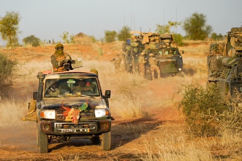 Soldats des Forces armées maliennes lors d'une opération, dans les environs de Goura, au Mali.