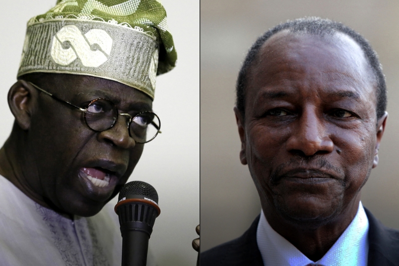 Le nouveau président du Nigeria Bola Ahmed Tinubu et l'ancien président guinéen Alpha Condé.