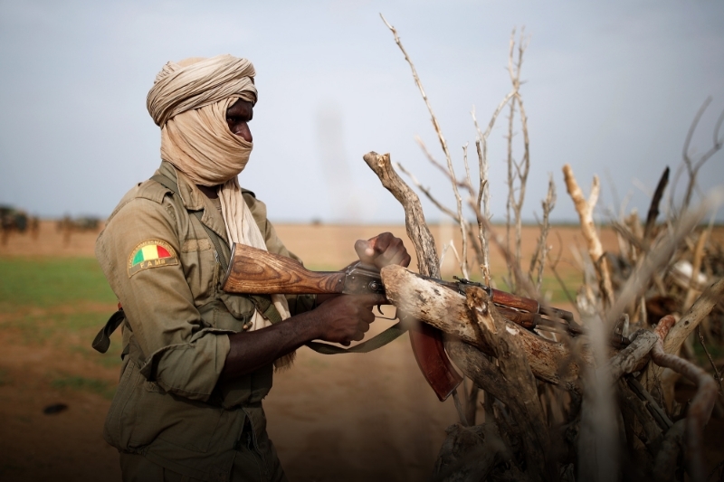 Un soldat des FAMA à Ndaki, au Mali, en juillet 2019.