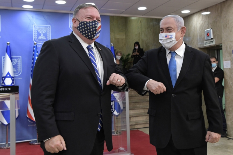 Le secrétaire d'Etat américain Mike Pompeo et le premier ministre israélien Benjamin Netanyahu à Jerusalem, le 24 août 2020.