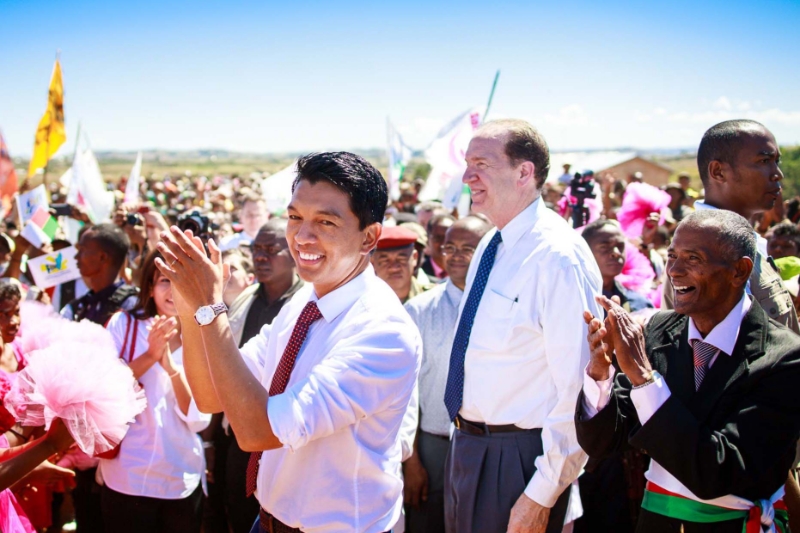 Le président malgache Andry Rajoelina et le président de la Banque mondiale David Malpass en avril 2019.