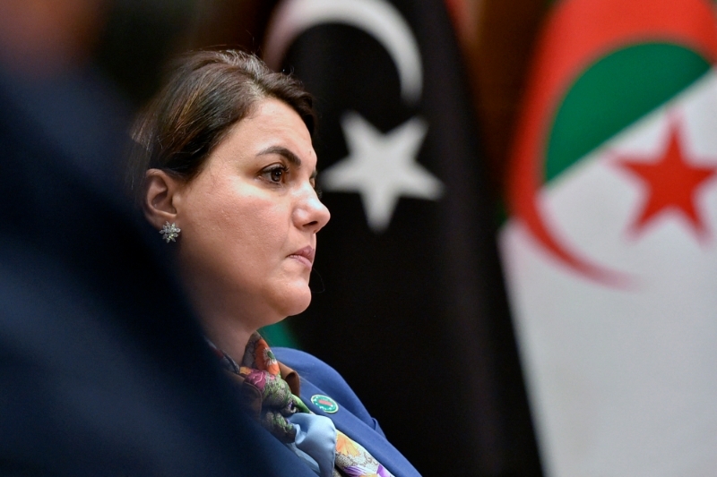 La ministre libyenne des affaires étrangères, Najla al-Mangoush, à Alger le 30 août 2021.