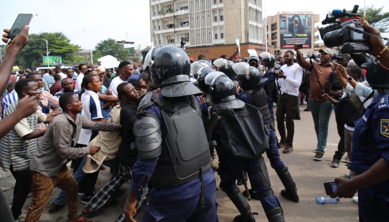 Manifestation contre le régime de Félix Tshisekedi, à Kinshasa, le 25 mai 2023.