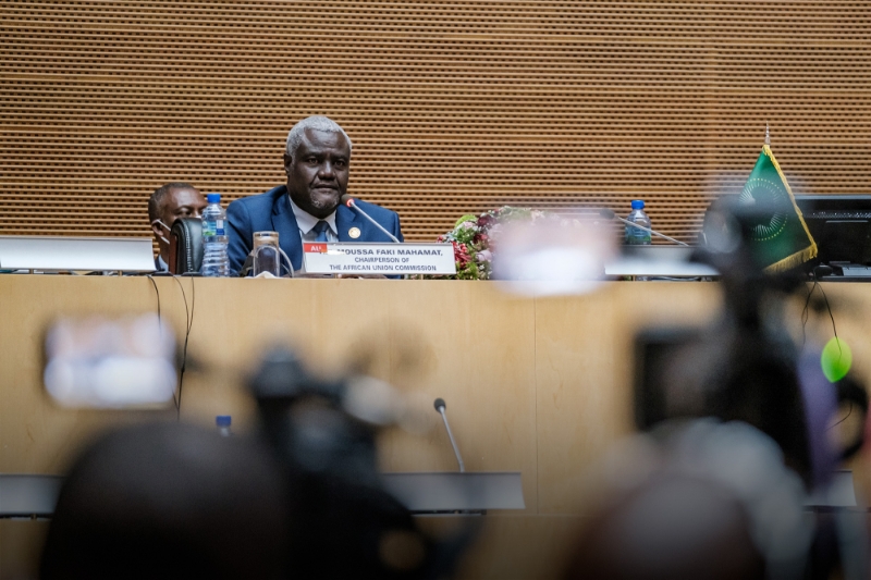 Le président de la commission de l'Union africaine, Moussa Faki Mahamat, à Addis-Abeba, en février 2022.