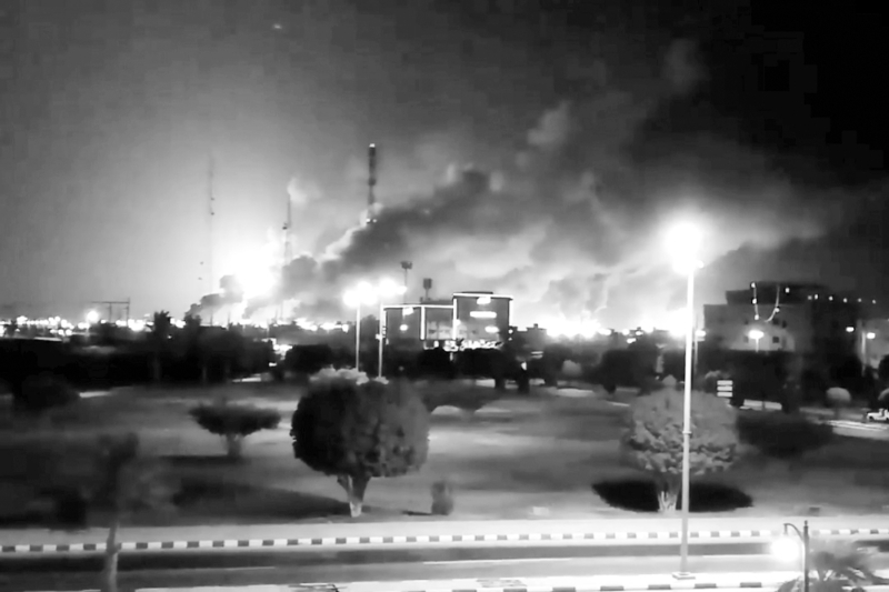 L'attaque des complexes pétroliers d'Aramco à Abqaiq, le 14 septembre 2019.