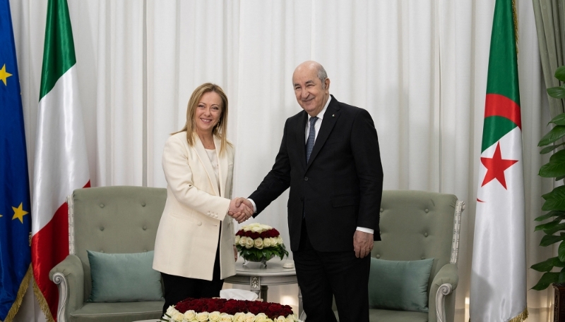 Giorgia Meloni et Abdelmadjid Tebboune, à Alger, le 22 janvier 2023.