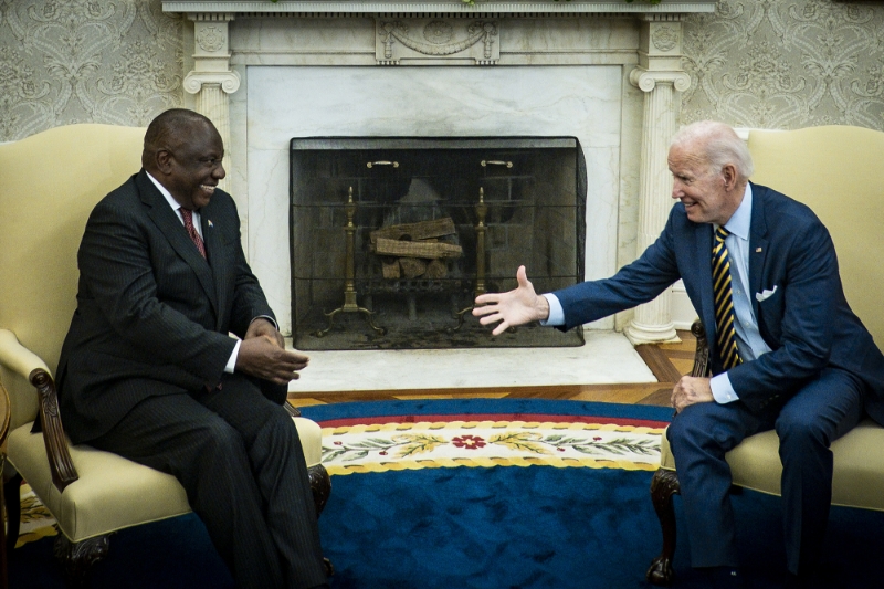 Le président sud-africain Cyril Ramaphosa a rencontré son homologue américain Joe Biden à Washington le 16 septembre 2022.