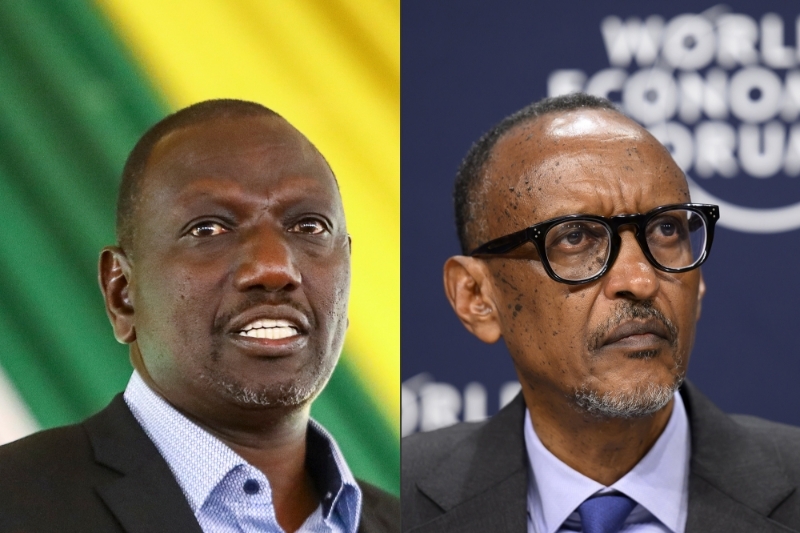 Le président kenyan William Ruto (à g.) et son homologue rwandais Paul Kagame.