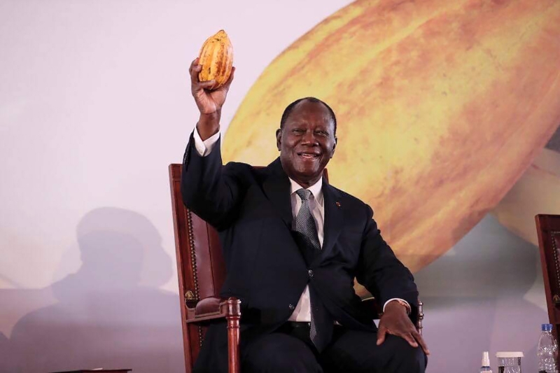 Le président ivoirien Alassane Ouattara lors de la Journée mondiale du cacao, le 1er octobre 2020.
