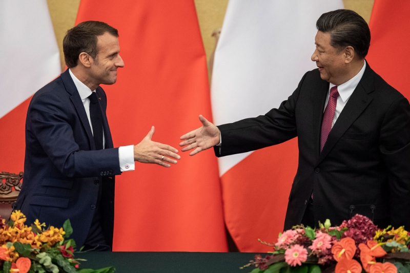 Emmanuel Macron et Xi Jinping.