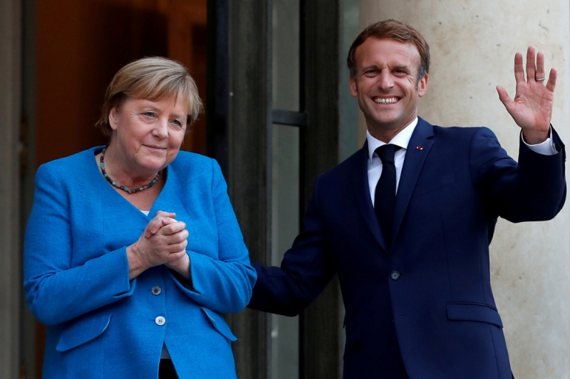 La chancelière allemande Angela Merkel a été reçue par le président français Emmanuel Macron le 16 septembre 2021 à l'Elysée.