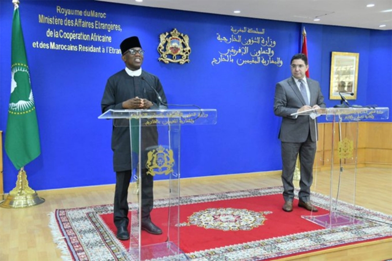 Le commissaire affaires politiques, paix et sécurité de l'UA, le Nigérian Bankole Adeoye, a été acueilli par le ministre des affaires étrangères Nasser Bourita.