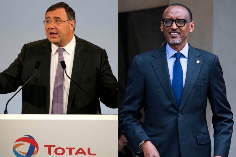 Le PDG de TotaleEnergies Patrick Pouyanné (à gauche) et le président rwandais Paul Kagame.