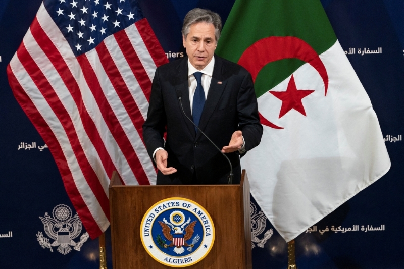 Le secrétaire d'Etat américain Antony Blinken le 30 mars 2022 à Alger.