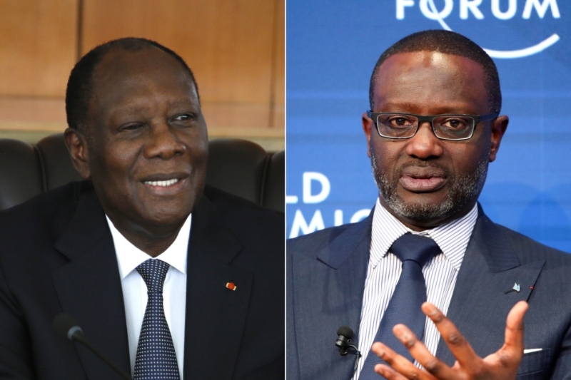 Le président ivoirien Alassane Ouattara et le financier Tidjane Thiam.