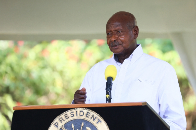 Le président ougandais Yoweri Museveni à Entebbe le 26 juillet 2022.