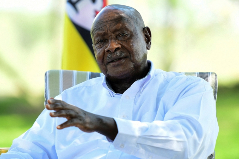 Le président ougandais Yoweri Museveni lors d'une interview accordée à Reuters dans la ferme de Kisozi, le 16 janvier 2022.