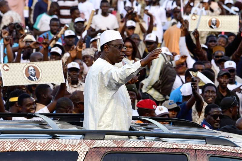 Macky Sall, le 22 février 2019, pendant sa campagne électorale lors de l'élection présidentielle sénégalaise.