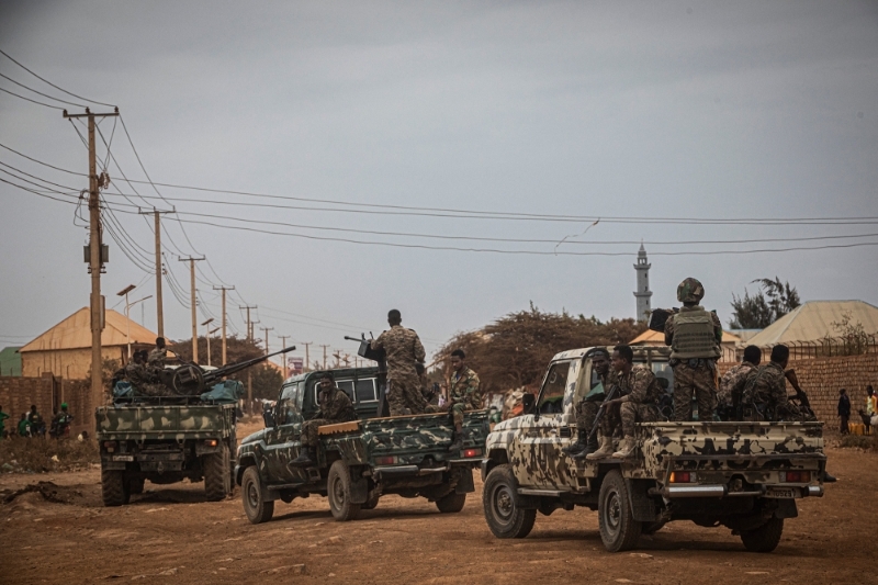 Les troupes de l'Atmis (ex-Amisom) partouillent dans les rues de Baidoa, dans le sud-ouest de la Somalie, le 3 septembre 2022.