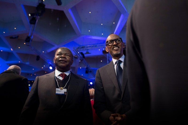 Le président angolais João Lourenço et son homologue rwandais Paul Kagame, en janvier 2018, à Davos, en Suisse.