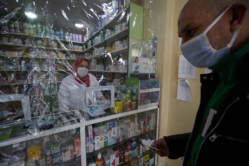 Pharmacie à Alger durant la pandémie de Covid-19.