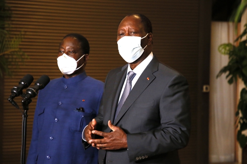 Alassane Ouattara (à droite) et Henri Konan Bédié s'étaient rencontrés le 11 novembre 2020.