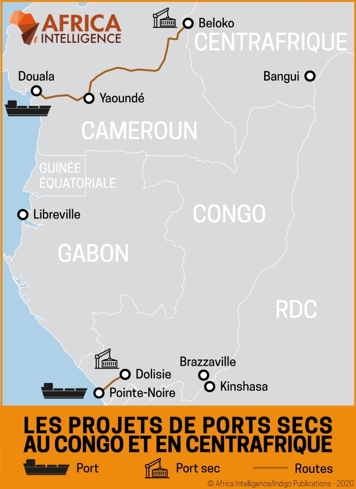 Les projets de ports secs au Congo et en Centrafrique.