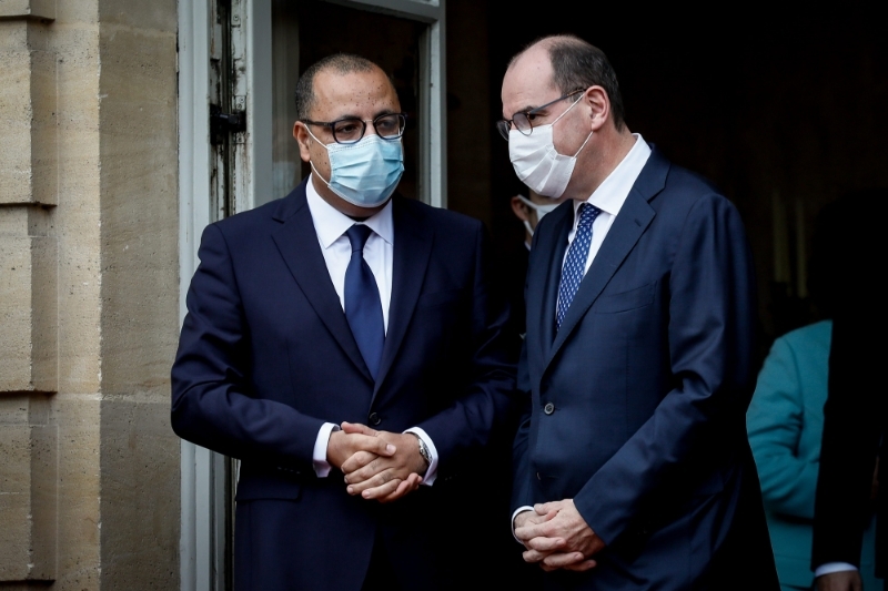 Le premier ministre tunisien Hichem Mechichi et son homologue français Jean Castex à Paris, le 14 décembre 2020.