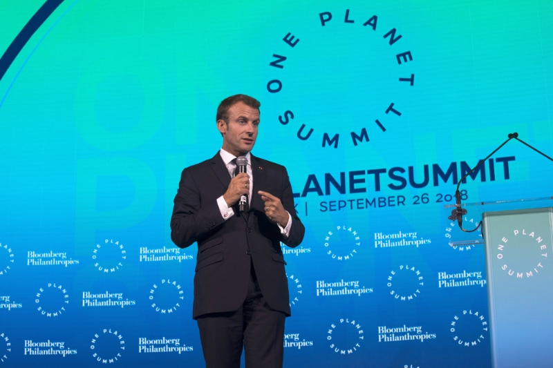 Le président français Emmanuel Macron au One Planet Summit, à New York, le 29 septembre 2018.